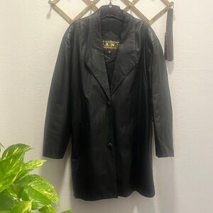 Vintage Black Genuine Leather Coat